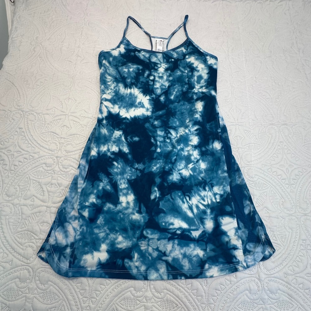 Champion Womens Tie Dye Active Dress Blue White Mesh Racerback Tennis Golf Skort
